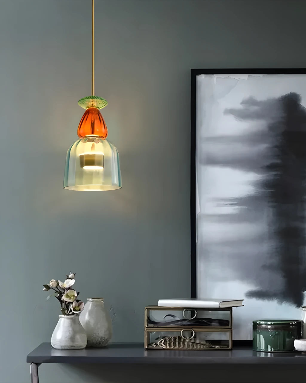 Suspension Luminaire pour Salon en Verre Coloré