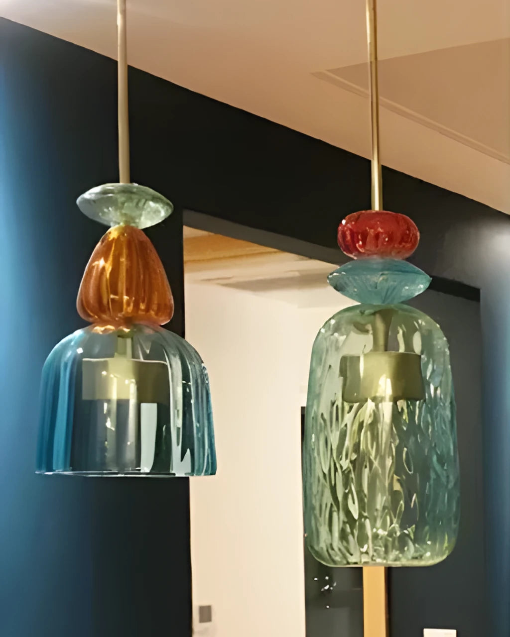 Suspension Luminaire pour Salon en Verre Coloré