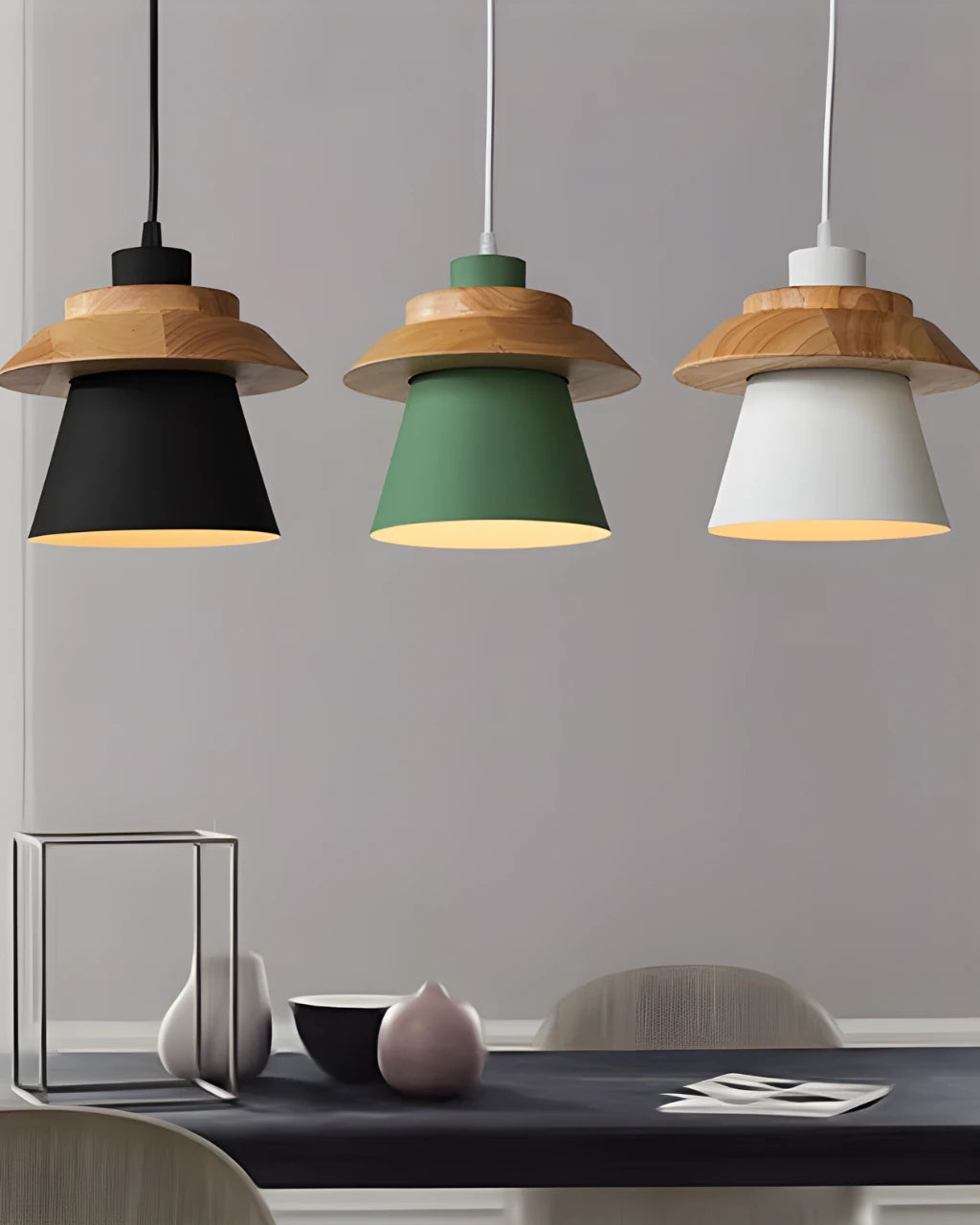 Suspension Luminaire pour Salon Metal et Bois