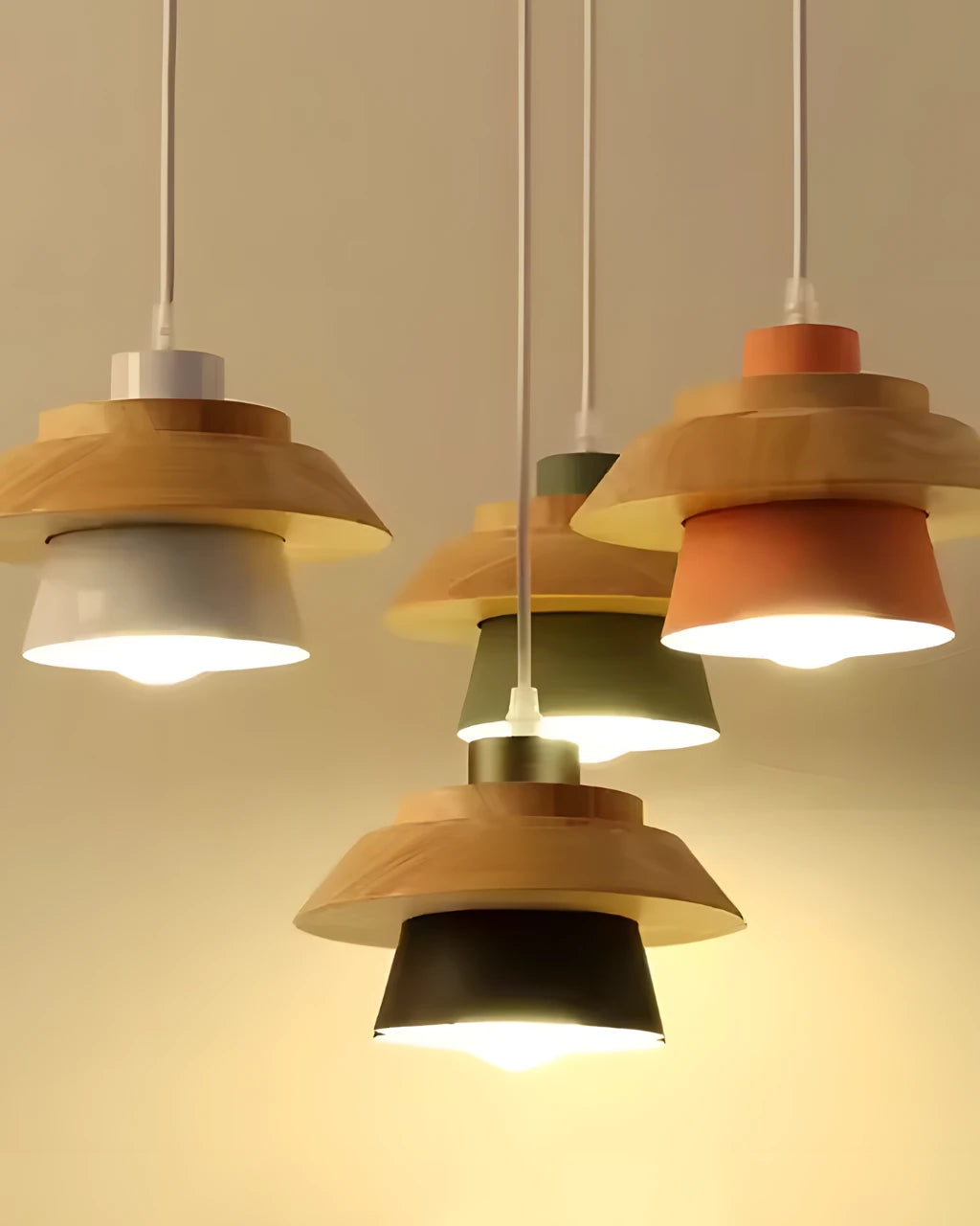 Suspension Luminaire pour Salon Metal et Bois