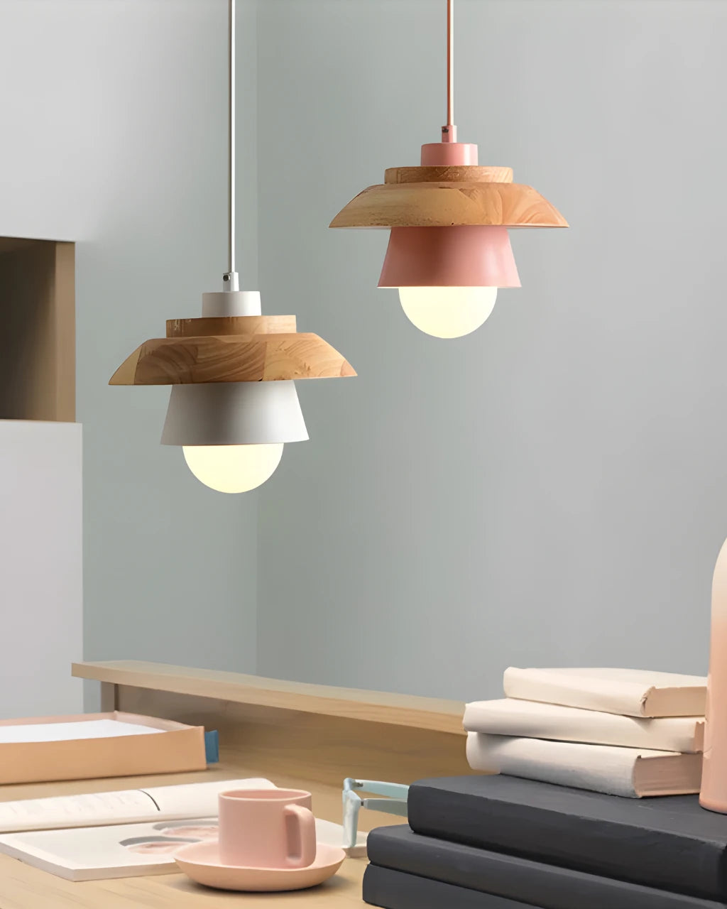 Suspension Luminaire pour Salon Metal et Bois