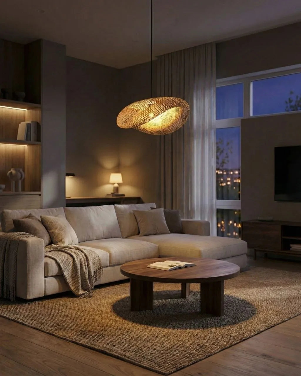 Suspension Luminaire pour Salon en Bambou