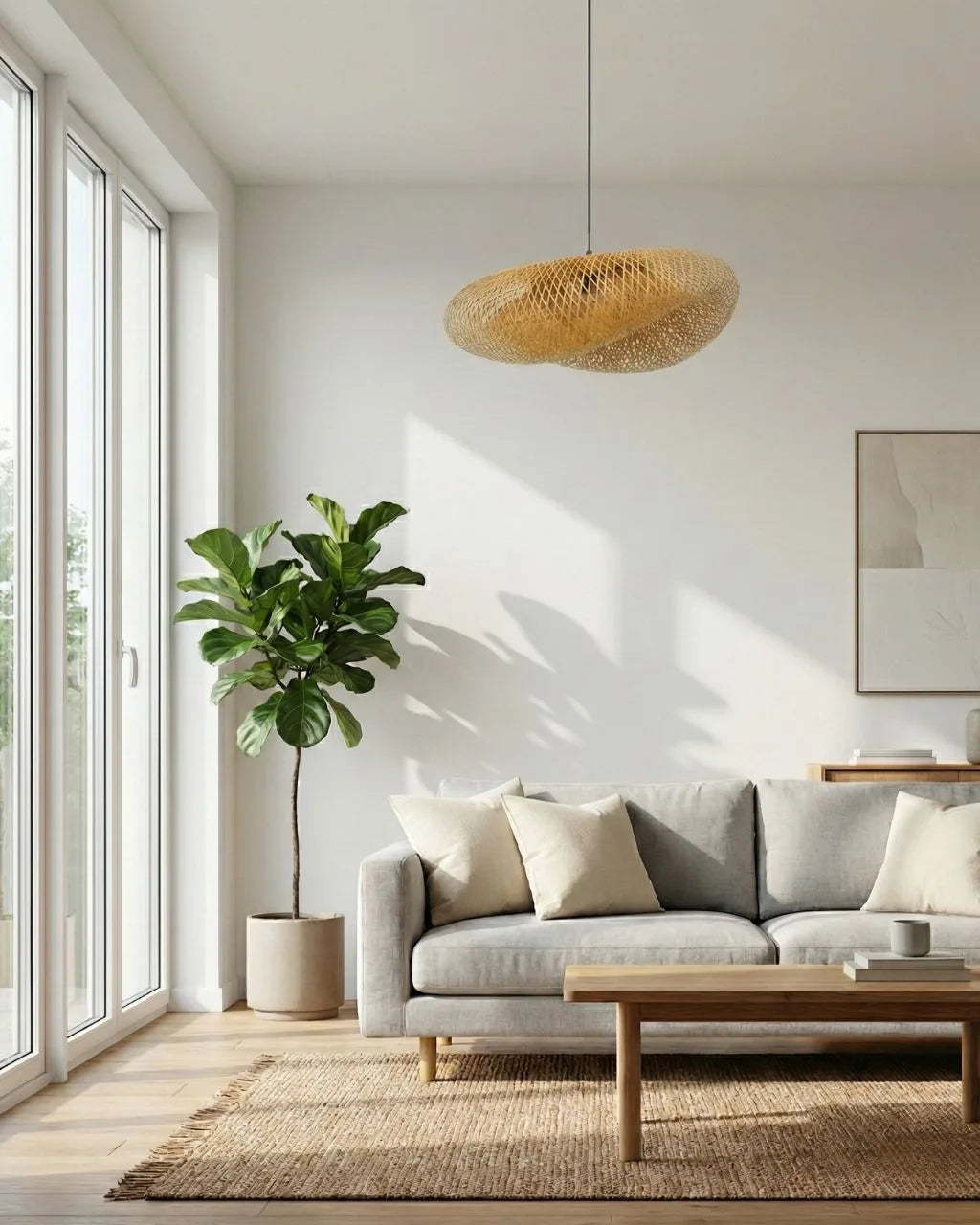 Suspension Luminaire pour Salon en Bambou