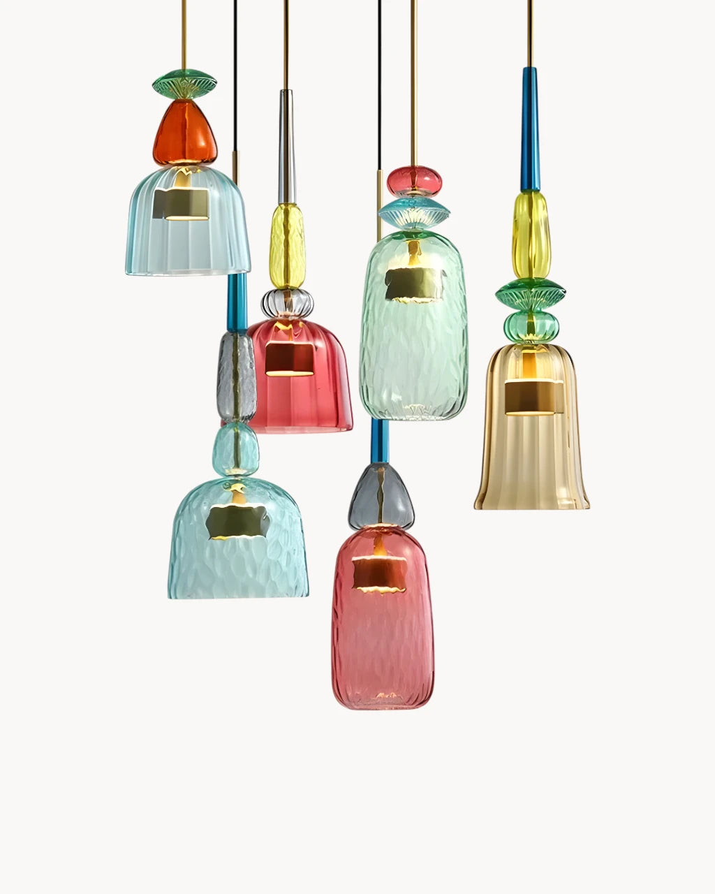 Suspension Luminaire pour Salon en Verre Coloré