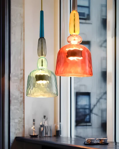 Suspension Luminaire pour Salon en Verre Coloré